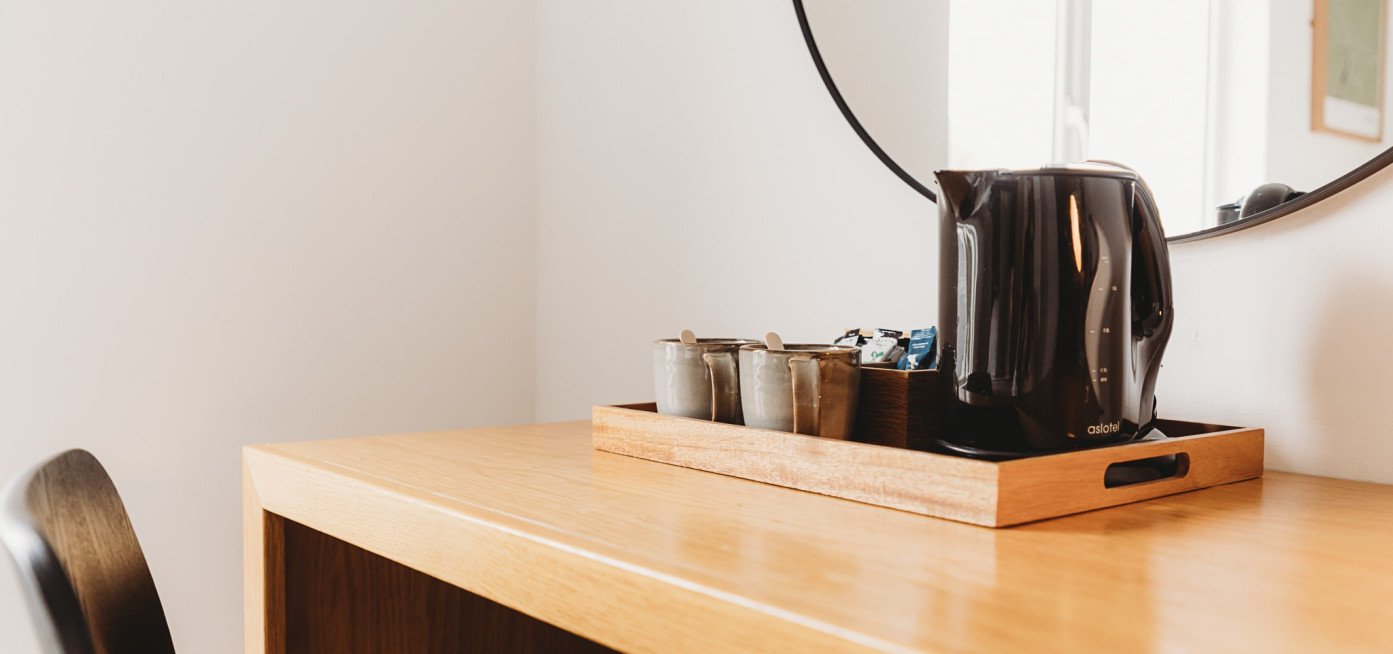 In Room Hospitality Tray on Desk Hotel VARA Truro