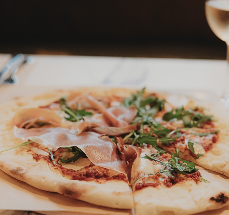 Rock The Parma Pizza & glass of wine at Hotel VARA Truro